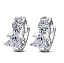 Angel Stud Earring Earings Fashion 925 Sterling Silver Crystal Earrings for Women Nickel Free Wholesale Jewelry 2024 - buy cheap