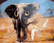 Elephant and heron Abstract Animals DIY Painting By Numbers Hand Painted Oil Painting For Wall Art Picture Home Decoration 2024 - buy cheap