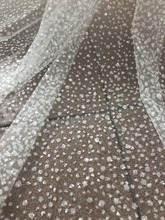 Tecido de renda e glitter estampado com glitter, rede de renda encolada de glitter, para vestido bonito 2024 - compre barato