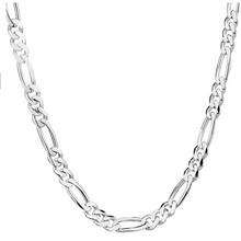 Ожерелье Figaro с серебряным покрытием, ювелирные украшения для мужчин и женщин, 10 шт./лот, ожерелье с цепочкой 2 мм, 16 дюймов, 18 дюймов, 20 дюймов, 22 дюйма, 24 дюйма на выбор 2024 - купить недорого