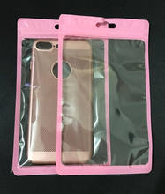 12*20 см двойная прозрачная розовая пластиковая молния, розничная упаковка, полиэтиленовый пакет для Iphone X XR 11 Pro XS MAX 6 6S 7 8 Plus, чехол, упаковка 2024 - купить недорого