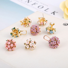 Cute Ceramics Bouquet Stud Earring Fashion Blue Black Round Bouquet Crystal Rose Gold Wedding Jewelry For Women Gift new2019 2024 - buy cheap