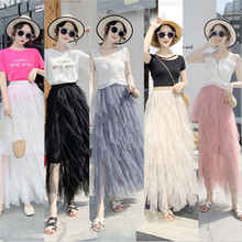 Fashion Summer Skirts Women Lace Mesh Hollow Out Loose Elegant Casual Skirts For Women Transparent Solid Pink White Skirt Girls 2024 - buy cheap