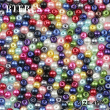 BTFBES-Cuentas redondas de colores de 4mm para fabricación de pulseras, bolas de laca para hornear, cuentas sueltas de vidrio para joyería DIY, envío gratis, 200 Uds. 2024 - compra barato