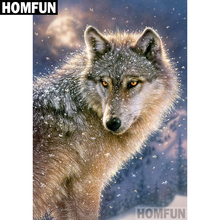 Homfun quadrado completo/broca redonda 5d diy pintura diamante "animal lobo" bordado ponto cruz 5d casa decoração presente a04048 2024 - compre barato
