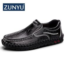 Мужская деловая обувь ZUNYU из натуральной кожи, Элегантная удобная офисная повседневная обувь на плоской подошве с ручным шитьем, размер 38-48, для осени 2024 - купить недорого