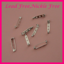 100PCS Silver 2.5cm 1.0" Plain Three Holes bar shaped Metal Pin Backs with lock brooches badge pins lead free and nickle free 2024 - buy cheap