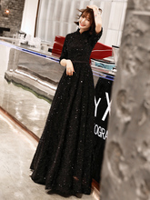 Женское вечернее платье, черное, кружевное, длинное, с длинным рукавом 2024 - купить недорого