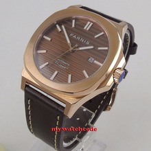 44MM parnis coffee dial date widnow luminous rose golden case miyota 821A automatic movement mens watch 2024 - buy cheap