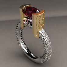 Crystal Female Red Stone Ring Fashion Silver Gold Color Wedding Band Jewelry Promise Love Engagement Rings For Women 2024 - buy cheap