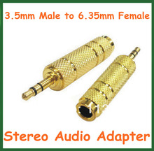 DOLMOBILE 100pcs Gold Tone 3.5mm Male to 6.35mm Female Stereo Audio Plug Jack Adapter Converter Connector 2024 - buy cheap