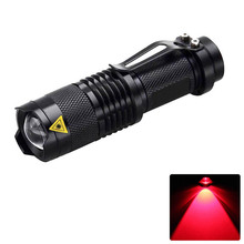 Mini lanterna led vermelha com zoom, lanterna com 3 modos de luz vermelha, lanterna led tocha de lâmpada led (aa/14500) 2024 - compre barato