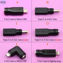 YuXi 5.5X2.1mm Type-C Female to Micro USB 5.5*2.1mm 4.8*1.7mm Lighting Plug Male Jack For Laptop PC DC Power Adapter Connector 2024 - buy cheap