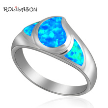 Popular Anniversary gifts design Blue fire Opal silver plated Rings fashion jewelry USA size#6.75 #7.5 OR433 2024 - buy cheap