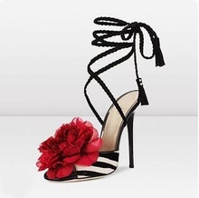 Sandalias de flores con tiras para mujer, zapatos sexys de tacón alto con correa en el tobillo, de alta calidad, para verano 2024 - compra barato