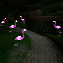 Солнечная энергия Розовый фламинго лужайка украшения сада Кола пейзаж лампа водонепроницаемый открытый свет партии 2024 - купить недорого
