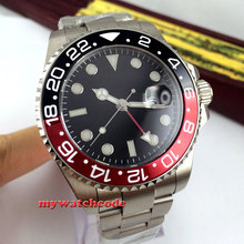 Relógio masculino automático de vidro safira, mostrador preto-vermelho, moldura de 43mm, 324 2024 - compre barato