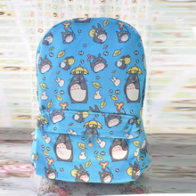 Chegada nova Meu Vizinho Totoro Dos Desenhos Animados Mochila Mochila de Lona Sacos de Ombro Mochila Mochila Azul Escola para Adolescentes Crianças 2024 - compre barato