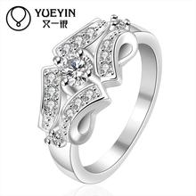 Anéis de casamento banhados a prata, novo design, anel de dedo para moças, bijuterias, cristal embutido 2024 - compre barato