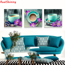 3pcs/set 5d diy Diamond Painting Full square/round,Cross Stitch Coffee cup and flower Mosaic Diamond Embroidery room decor H1498 2024 - buy cheap