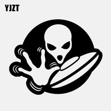 YJZT 15.2CM*12.2CM Car Sticker UFO Alien Fun Cool Vinyl Decals Black/Silver C3-0541 2024 - buy cheap