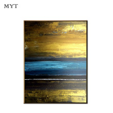 Hot Selling Artist Hand-painted High Quality Abstract blue and gold landscape Oil Painting Handmade on Canvas for room unframed 2024 - buy cheap