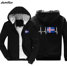 Sudadera con diseño de bandera Islandesa para hombre, chaqueta de regalo con latido del corazón, con cremallera, estilo Harajuku, Invierno 2024 - compra barato