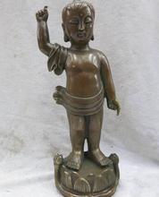 10 "china bronze cobre budismo lótus flor menino buda escultura estátua 2024 - compre barato