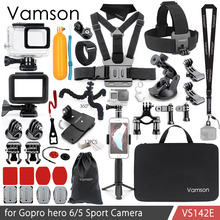 Комплект аксессуаров Vamson VS142 для Gopro Hero 7 6 5, водонепроницаемый корпус, чехол, рама, плавающий поплавок, монопод для камеры Go pro Hero 6 5 2024 - купить недорого