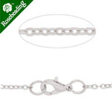 1.5x2.0mm Nickle Plated Brass Chain with Lobster Clasp,18'' length,finished chain,necklace chain,sold by 20pcs/lot-D1503 2024 - buy cheap