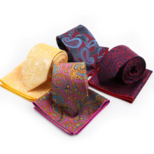 Mens Formal Paisley Polyester Casual Skinny Pocket Square Handkerchief Necktie Ties Set 2024 - buy cheap