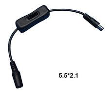 10 шт./лот 30 см 5,5X2,1 мм DC переключатель шнур от вилки Джек Кабельный разъём с переключателем кнопка для светодиодный ленты, провод шнур мужской/женский 2pin 2024 - купить недорого