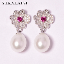 YIKALAISI-pendientes de plata de ley 925 con perlas naturales de agua dulce, joyería para mujer, 8-9mm, forma de gota, 4 colores 2024 - compra barato