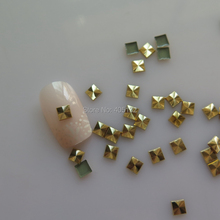 NS-31 3D 200pcs/bag High Quality 4MM Gold Square Metal Stud Metal Nail Art Decoration 2024 - buy cheap