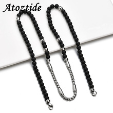 Atoztide Stainless Steel Black Beads Chain With Lobster Clasp Jewelry Findings & Components DIY Jewelry Making 2024 - buy cheap