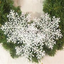 Quente 15 pçs (5 sacos) branco floco de neve de natal para árvore pendurado janela enfeite decorações de natal para casa 2024 - compre barato