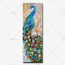 100% pintados à mão lona faca pop arte animal pintura a óleo pavão imagens decoração moderna casa colorida grande vertical 2024 - compre barato