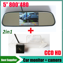 2in1 CCD car rear view parking camera for KIA K2 Rio Sedan backup reverse camera HD Night vision with car mirror monitor 5inch 2024 - buy cheap