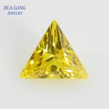 Zirconia cúbica con forma de Triángulo Dorado 5A corte brillante suelta piedra amarilla de CZ gemas de cuentas sintéticas para el tamaño de la joyería 3x3-12x12mm 2024 - compra barato