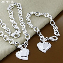 DOTEFFIL-collar de plata de ley 925 para mujer, conjunto de pulsera de 8 pulgadas, collar Chian de 18 pulgadas, joyería para fiesta de compromiso y boda 2024 - compra barato