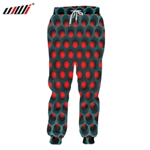 Ujwi-novas calças de moletom 3d, calças compridas com estampa de malha vermelha e preta, roupas masculinas hip hop, plus size 5xl, para primavera, dropshipping 2024 - compre barato