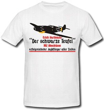 2019 Funny T-Shirt Men Hot Erich Hartmann Black Devil Jagflieger Aircraft Luftwaffe Jagdgeschwader Jg 52 Bf 109 T-Shirt 2024 - buy cheap