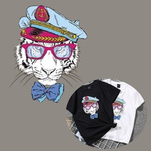 ПВХ патч дело с ним одежда тигр полиция голова теплопередачи печать футболка женская Железный На заплатках для одежды мужские наклейки 2024 - купить недорого