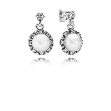 925 Sterling Silver Charms Earring Everlasting Pearl Earrings with Clear CZ Stones for Women Jewelry 2024 - buy cheap