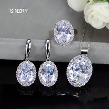 SINZRY Unique Cubic zirconia 3pcs jewelry sets trendy drop earring pendant necklace ring set brilliant oval jewelry accessory 2024 - buy cheap