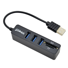 Hub USB multifuncional de 3 puertos, 2,0 480Mbps, encendido/apagado + lector de tarjetas Micro SD/CF para ordenador portátil, compatible con WinXP/7/8, Vista, Mac OS 2024 - compra barato