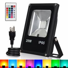 T-SUNRISE RGB LED Flood Light Outdoor RGB Color Changing IP65 Waterproof Remote Control 20W Garden Landscape Light with Plug 2024 - buy cheap