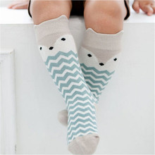 Calcetines antideslizantes para niños recién nacidos, calcetín con patrón de animales, hasta la rodilla, de algodón, con dibujos de zorro y gato 2024 - compra barato