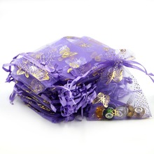 9x12 см фиолетовые сумки из органзы с бабочками 50 шт./лот подарочная упаковка из тюля сумки для ювелирных изделий Свадебные Сумки для конфет 2024 - купить недорого