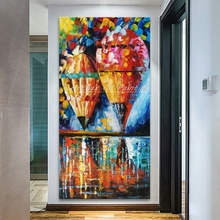 Paleta pintada a mano de gran tamaño, pintura al óleo sobre lienzo, cuadro de pared de arte Pop abstracto moderno para decoración del hogar y sala de estar 2024 - compra barato